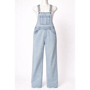 Women's Light Wash Denim Overalls Bib Dungarees Straight Leg Adjustable Straps